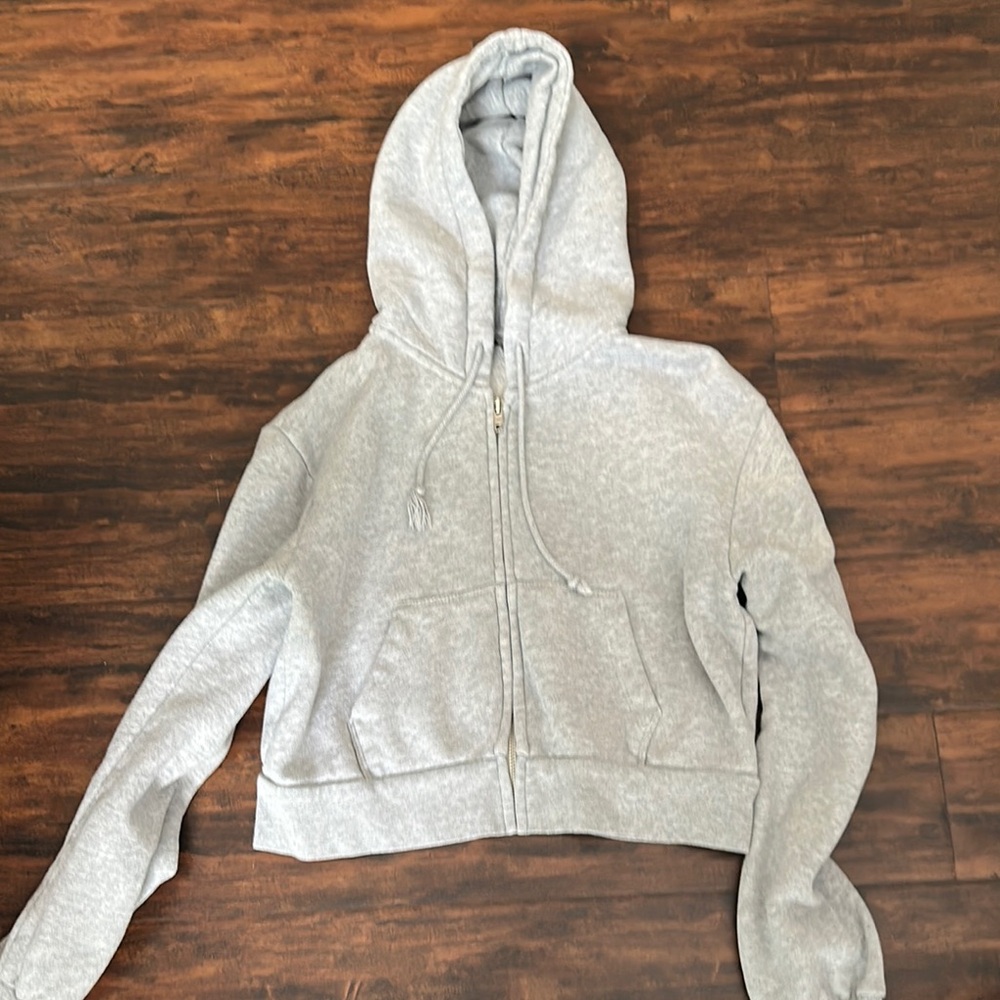 Brandy Melville Gray Zip-Up Hoodie